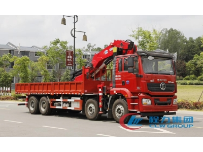 Shacman 12 wheels truck mounted with 30t knuckle boom crane