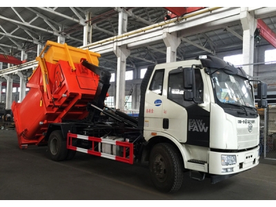 FAW 6 wheels 12t hook arm trash transport truck